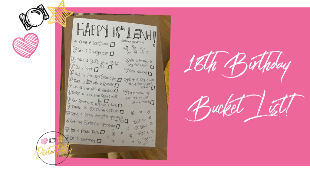 18th Birthday Bucket List, Photo Party London, Official Adult, 18th Birthday Fun